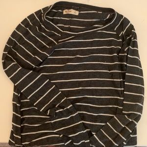 Long sleeve charcoal grey and white striped shirt
